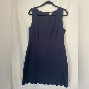 J. Crew Navy Blue Scalloped Mini Dress